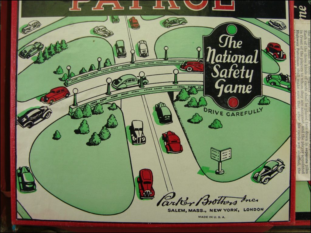  Parker brothers ; 1936 ; Highway Patrol ; Harley Davidson ; vintage car-themed board game ; ancien jeu de société automobile ; Antikes Brettspiel Thema Automobil Autospiel ; 