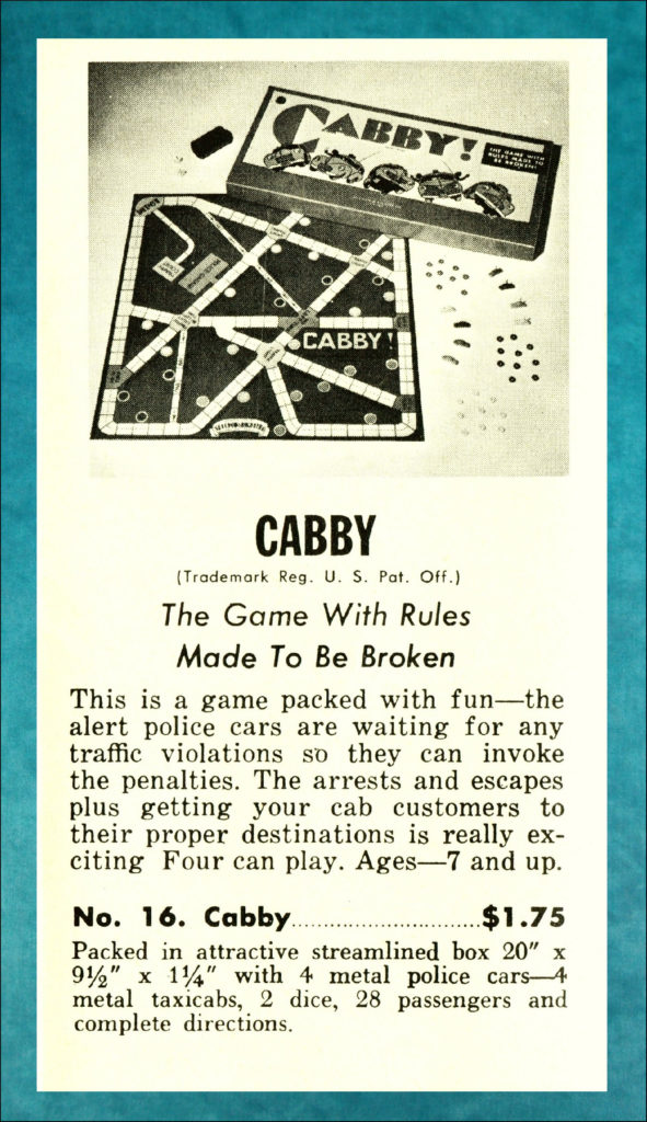  Selchow & Righter ; 1938 ; Cabby! ; vintage car-themed board game ; ancien jeu de société automobile ; Antikes Brettspiel Thema Automobil Autospiel ; 