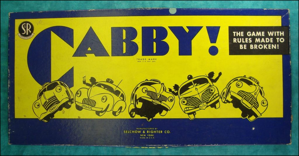  Selchow & Righter ; 1938 ; Cabby! ; vintage car-themed board game ; ancien jeu de société automobile ; Antikes Brettspiel Thema Automobil Autospiel ; 