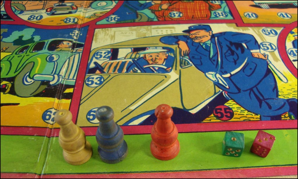 1940/50 - Jeu du permis de conduire ; vintage car-themed board game ; ancien jeu de société automobile ; Antikes Brettspiel Thema Automobil Autospiel ; 