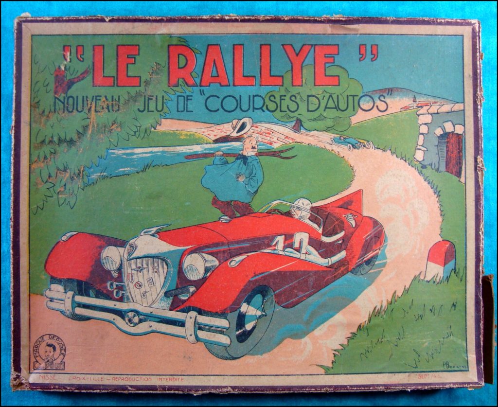1943 ; Le Rallye ; éd. Cousin Poum ; vintage car-themed board game ; ancien jeu de société automobile ; Antikes Brettspiel Thema Automobil Autospiel ; 