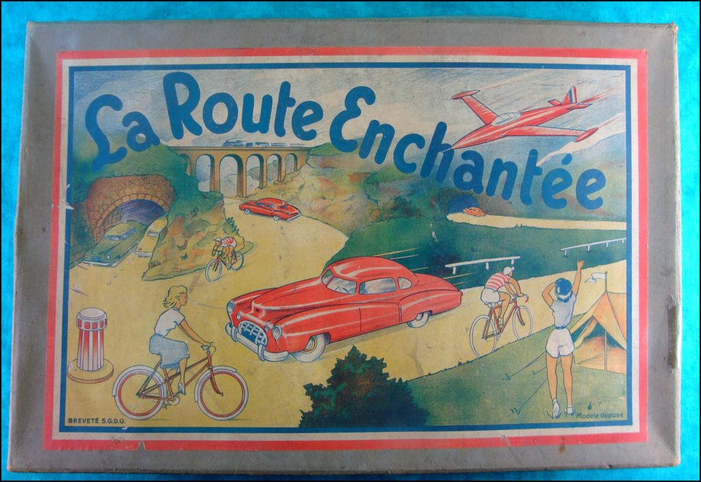 1945/50 ; La Route Enchantée ; circuit autos mécaniques ; vintage car-themed board game ; ancien jeu de société automobile ; Antikes Brettspiel Thema Automobil Autospiel ; 