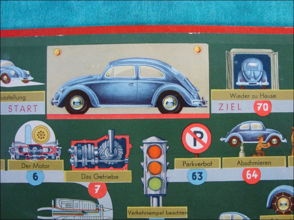 1954 ; Dein Volkswagen ; Hausser ; Käfer ; Coccinelle porcelaine ; porcelain Beetle ; split window ; vintage car-themed board game ; ancien jeu de société automobile ; Antikes Brettspiel Thema Automobil Autospiel ; 