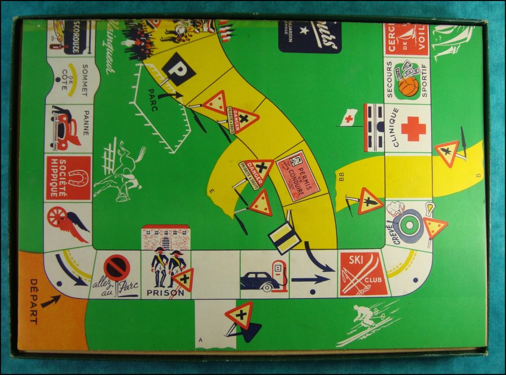 1955 - Carrefours ; Edmond Dujardin Arcachon ; vintage car-themed board game ; ancien jeu de société automobile ; Antikes Brettspiel Thema Automobil Autospiel ; 