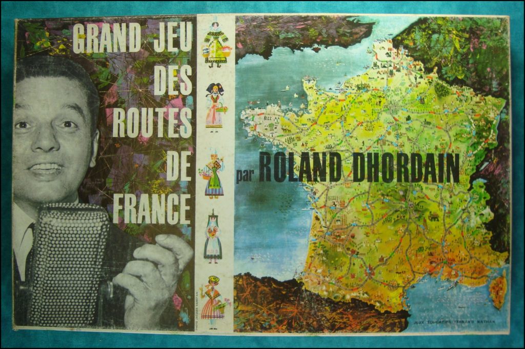 1955/60 - Routes de France ; Roland Dhordain ; Nathan ; vintage car-themed board game ; ancien jeu de société automobile ; Antikes Brettspiel Thema Automobil Autospiel ; 