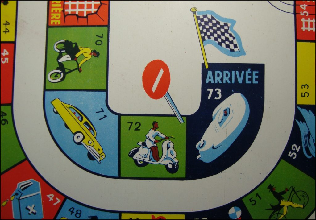 1955 - Randonnée ; Edmond Dujardin Arcachon ; vintage car-themed board game ; ancien jeu de société automobile ; Antikes Brettspiel Thema Automobil Autospiel ; 