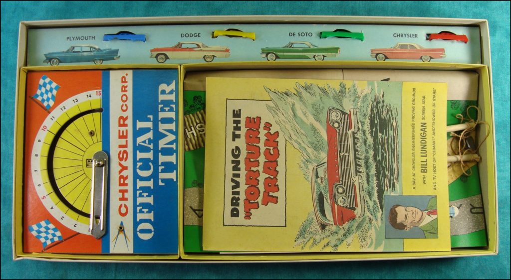 Brettspiel ; Board game ; Jeu de société ; 1956 ; The Test Driver Game ; Milton Bradley ; MB ; Plymouth ; Dodge ; De Soto ; Chrysler ; Imperial ;