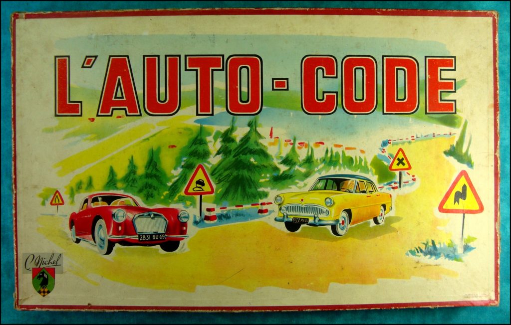 1957/58 ; L'Auto-Code ; Créations Michel ; Talbot lago 1955/58 ; Simca Ariane 1957 ;  vintage car-themed board game ; ancien jeu de société automobile ; Antikes Brettspiel Thema Automobil Autospiel ; 