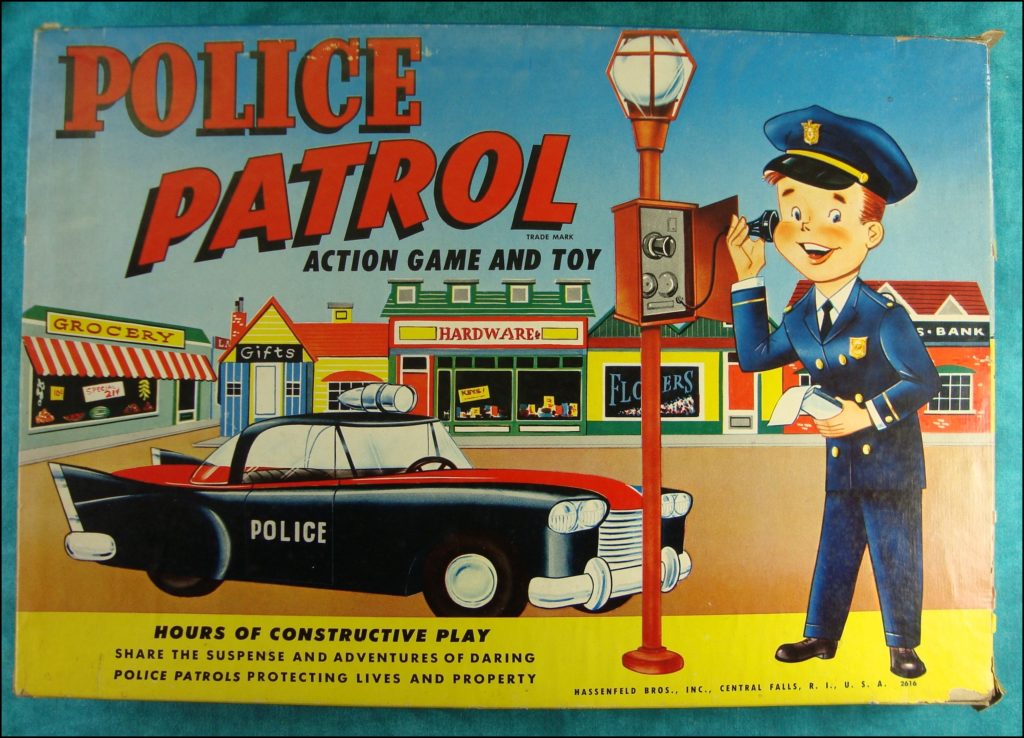Brettspiel ; Board game ; Jeu de société ; 1958 ; Police Patrol ; Hassenfeld Brothers ; Hasbro