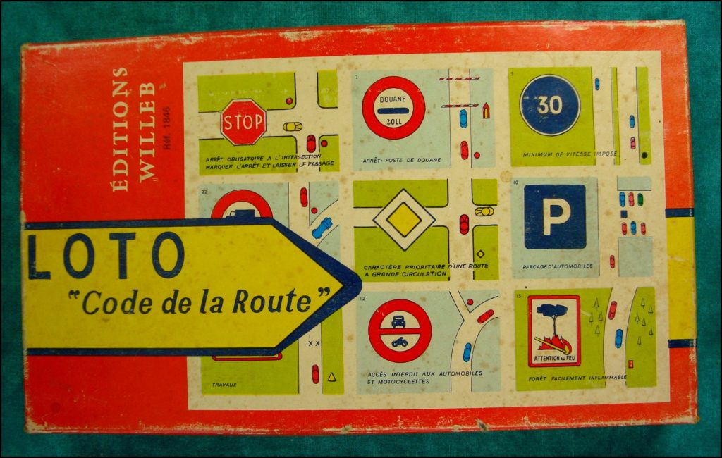 1960/65 - Loto Code de la route ; Willeb ; vintage car-themed board game ; ancien jeu de société automobile ; Antikes Brettspiel Thema Automobil Autospiel ; 