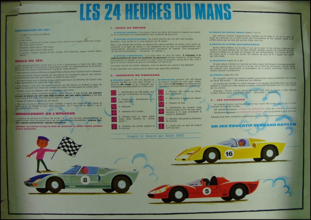 1965/70 - Les 24 heures du Mans ; Nathan ; Ford GT 40 ; vintage car-themed board game ; ancien jeu de société automobile ; Antikes Brettspiel Thema Automobil Autospiel ; 