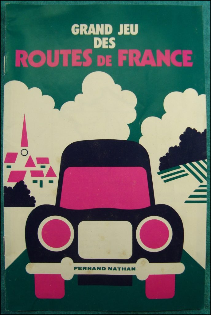 1975 - Routes de France ; Nathan ; Ford Escort ; Fiat 128 ; vintage car-themed board game ; ancien jeu de société automobile ; Antikes Brettspiel Thema Automobil Autospiel ; 
