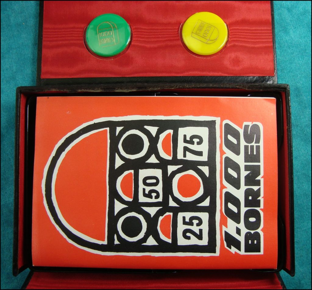 1960 - 1000 bornes ; Dujardin ; vintage car-themed board game ; ancien jeu de société automobile ; Antikes Brettspiel Thema Automobil Autospiel ; 