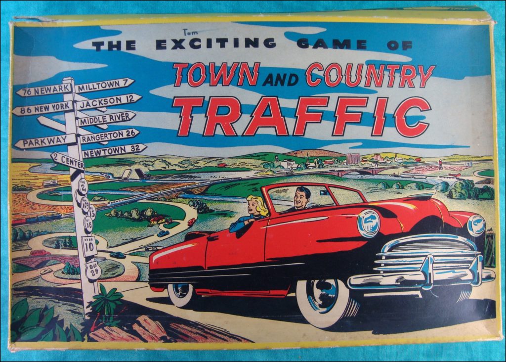  1945 1950 ; Town and Country Traffic ; Ranger Steel Product ; vintage car-themed board game ; ancien jeu de société automobile ; Antikes Brettspiel Thema Automobil Autospiel ; 