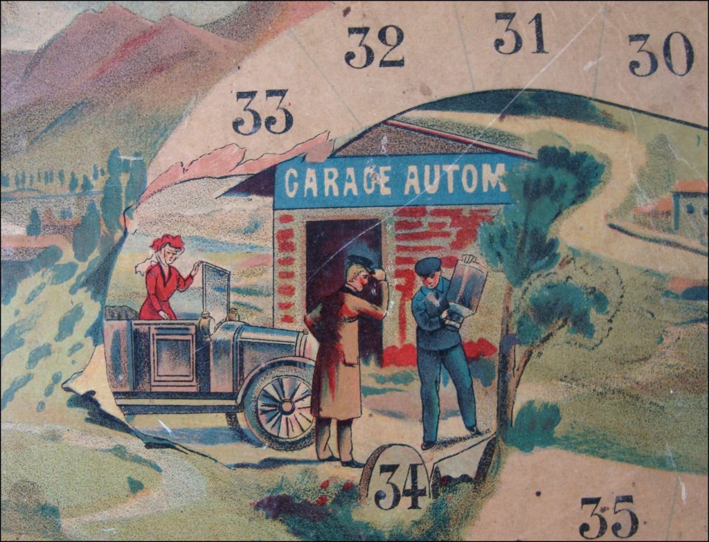  1905 1910 ; Course d'automobiles ; Léon Saussine ; vintage car-themed board game ; ancien jeu de société automobile ; Antikes Brettspiel Thema Automobil Autospiel ; 