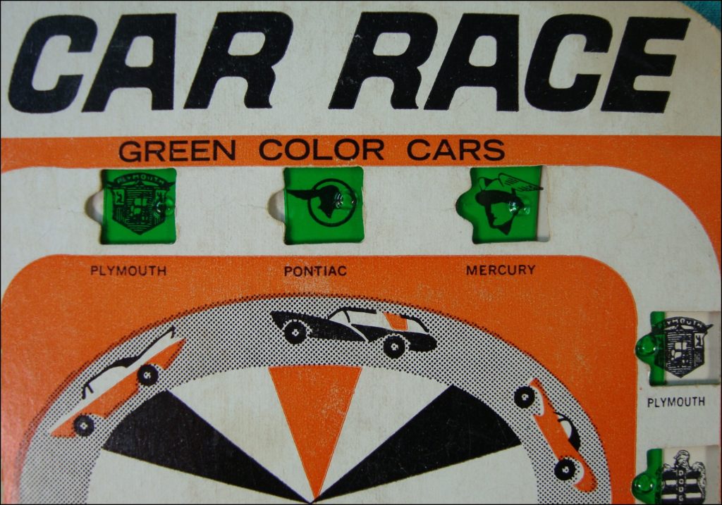 Brettspiel ; Board game ; Jeu de société ; 1955/60 ; Car Race ; bingo ; Regal ; Plymouth ; Pontiac ; Mercury ; Cadillac ; Chevrolet ; Dodge ; Olsmobile ; Studebaker ; Imperial ;