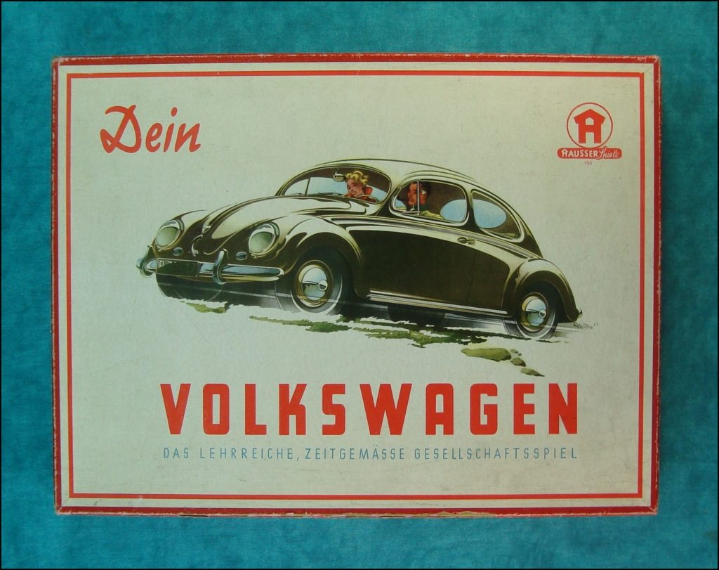 1952 - Dein Volkswagen ; Hausser ; Käfer ; Coccinelle porcelaine ; porcelain Beetle ; split window ; vintage car-themed board game ; ancien jeu de société automobile ; Antikes Brettspiel Thema Automobil Autospiel ; 