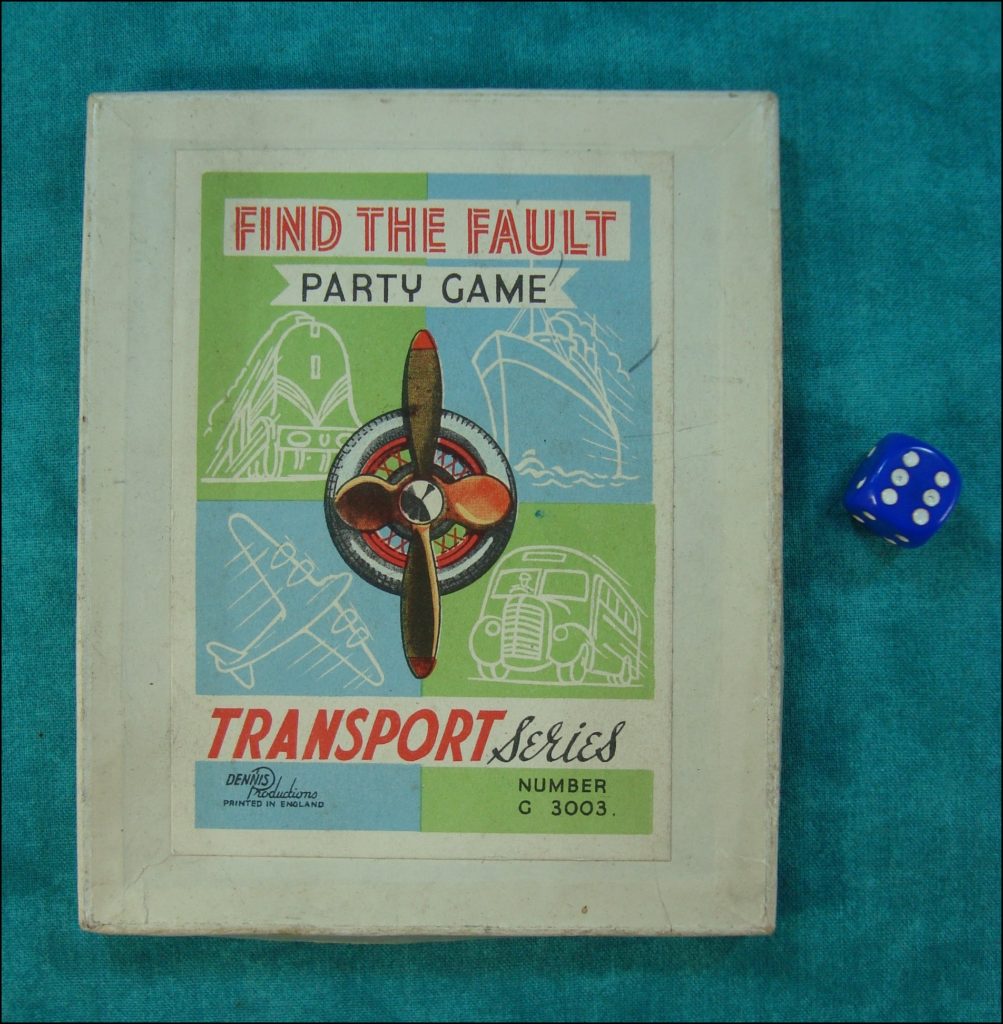 1950-55 ; Find The Fault ; Dennis Party Game ; Austin A70 Hereford ; Wolseley ; vintage car-themed board game ; ancien jeu de société automobile ; Antikes Brettspiel Thema Automobil ; 