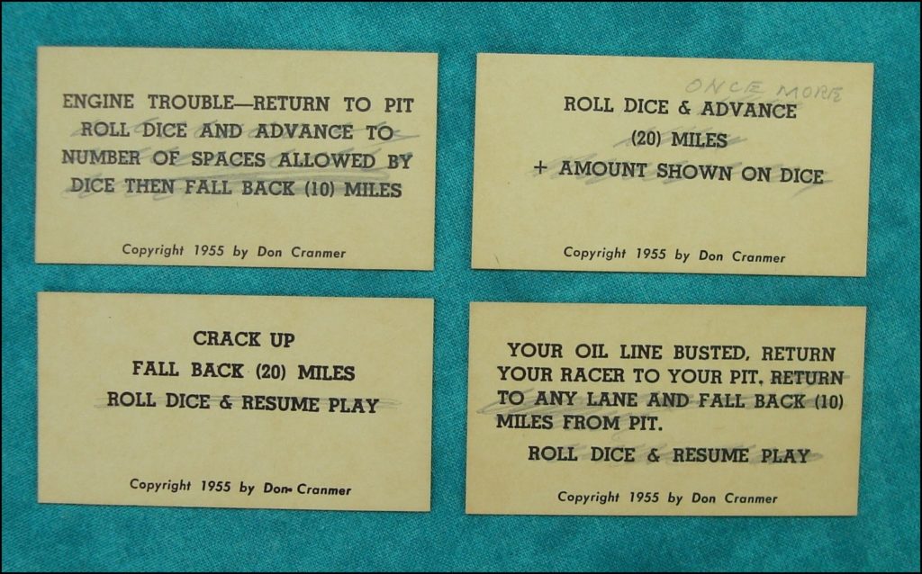 1954 ; Hot Rod game ; prototype ; Don Cranmer Prod ; vintage car-themed board game ; ancien jeu de société automobile ; Antikes Brettspiel Thema Automobil ; 