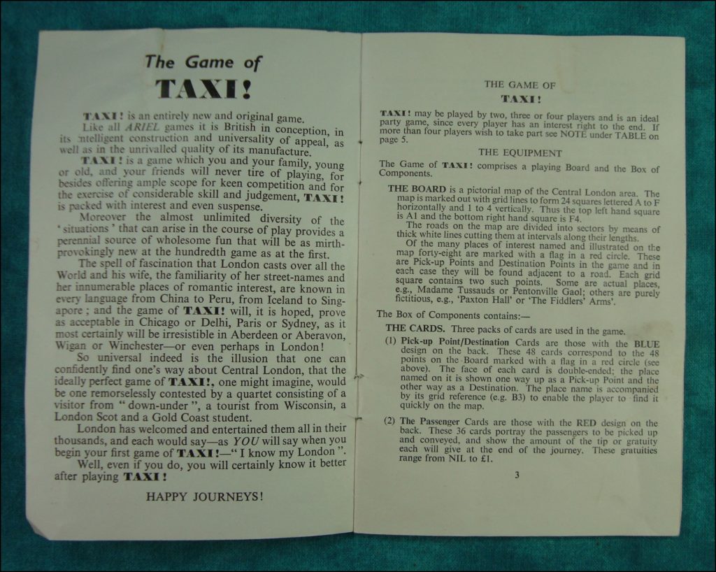  Taxi ! ; Ariel Games ; Austin 12/4 LL 1935 ; London Map ; Wagen Brettspiel ; vintage cars Board game ; Jeu de société automobile ; 