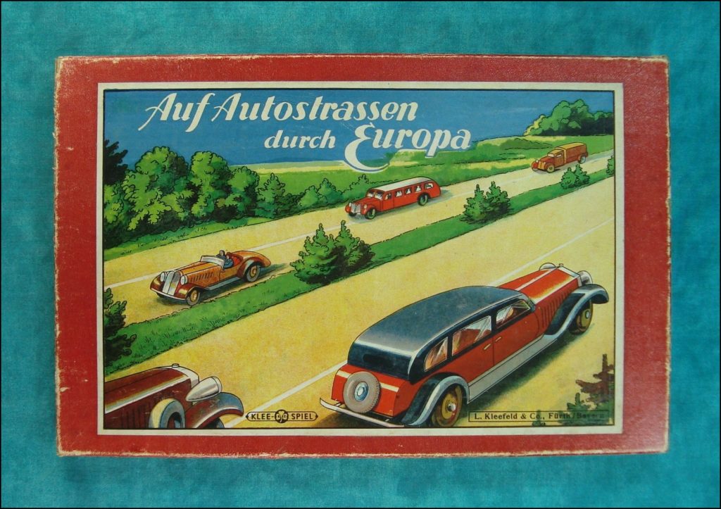 1938 ; Auf Autostrassen durch Europa ; Klee Spiel ; Volkswagen ; Käfer ; Coccinelle ; Beetle ; split window ; vintage car-themed board game ; ancien jeu de société automobile ; Antikes Brettspiel Thema Automobil ; 
