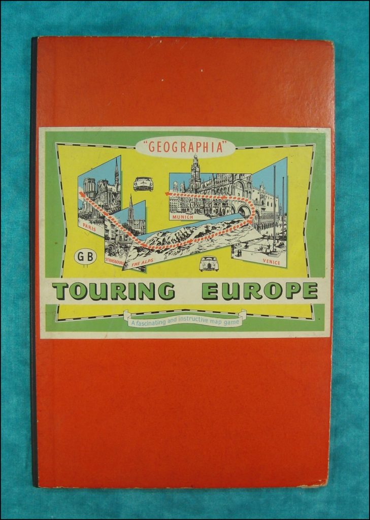 1950-55 ; Touring Europe ; Geographia ; Jaguar XK 120 ; vintage car-themed board game ; ancien jeu de société automobile ; Antikes Brettspiel Thema Automobil ; 