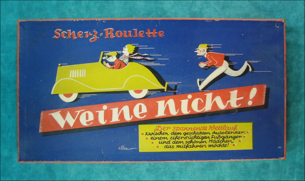 1935-45 ; Weine nicht! ; Scherz-Roulette ; Meto ; Heinz Ruland ; vintage car-themed board game ; ancien jeu de société automobile ; Antikes Brettspiel Thema Automobil ; 