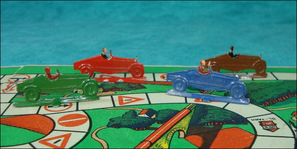 1935-40 - Verkehrszeichenspiel, Abel Klinger ; Bugatti type 35 ; vintage car-themed board game ; ancien jeu de société automobile ; Antikes Brettspiel Thema Automobil ; 