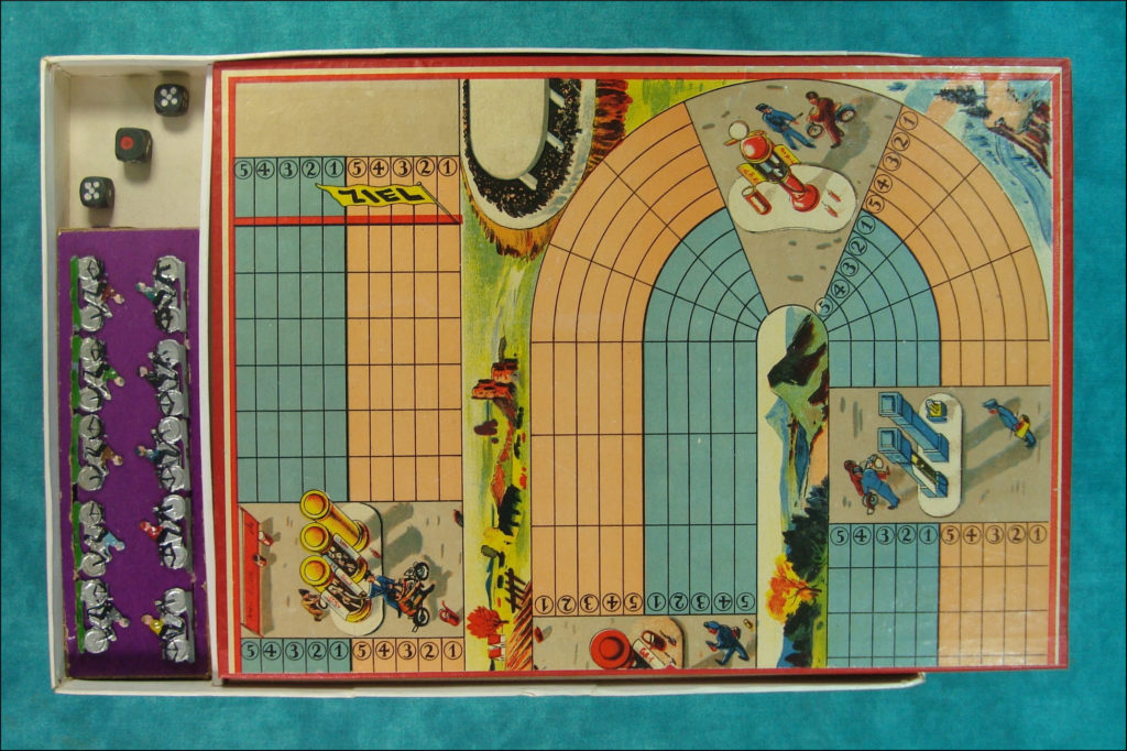  1940-50 ; Achtung S-Kurve ; FSN ; Norton Manx ; vintage car-themed board game ; ancien jeu de société automobile ; Antikes Brettspiel Thema Automobil ; 
