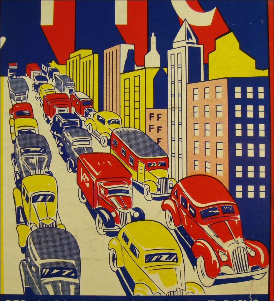  1938-45 ; New game of Traffic ; All Fair ; Fairchild ; vintage car-themed board game ; ancien jeu de société automobile ; Antikes Brettspiel Thema Automobil ; 